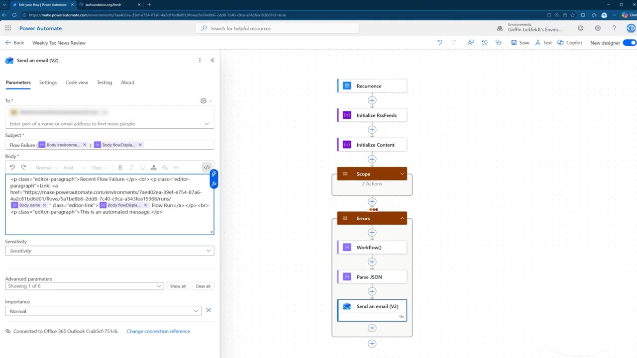 Building a Weekly Tax News Power Automate Flow